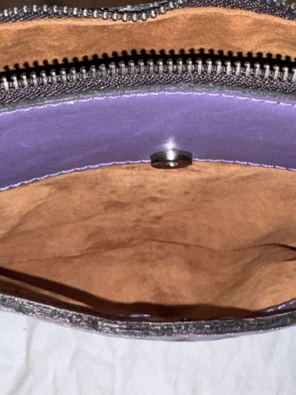 Patricia Nash Purple Amethyst Leather Perforated Top Zip Crossbody Purse